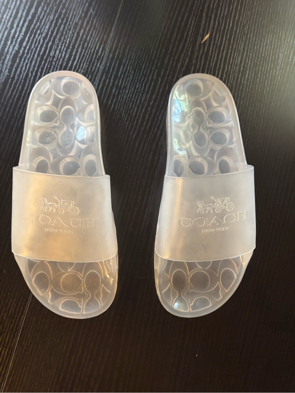Coach Translucent Clear Logo Slide Sandals